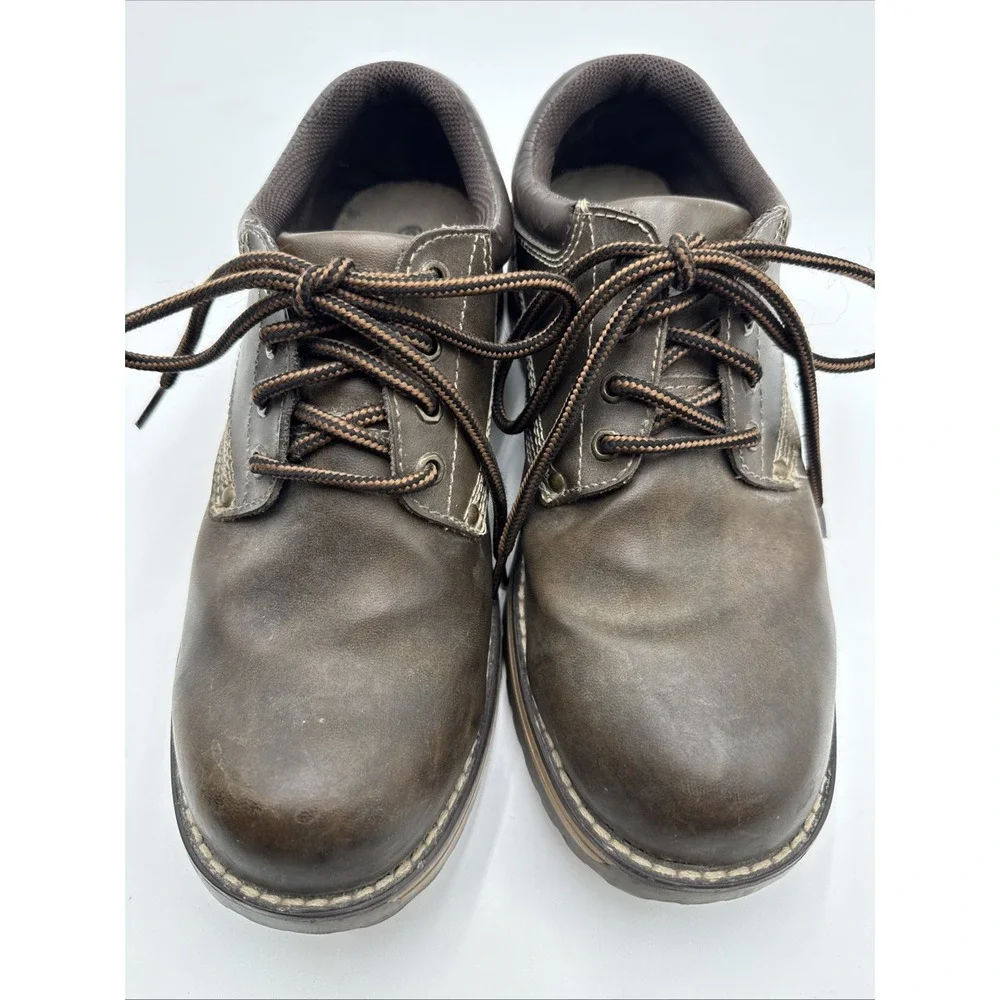 State Street Low Cut Boots Shoes Mens 9 Brown Faux Leather Chunky Y2K Vintage